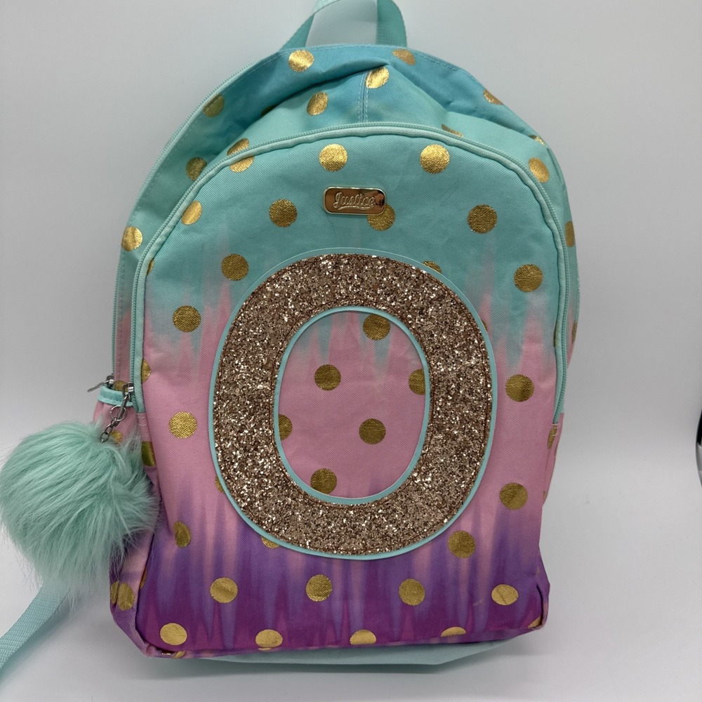 JUSTICE PASTEL POLKADOT OMBRE INITIAL O Excellent Condition